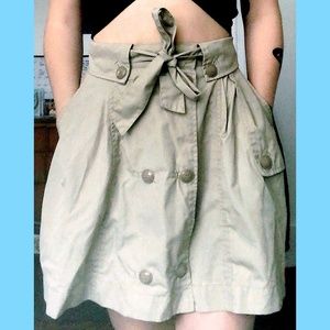 H&M Double-Breasted Safari Cargo Khaki Skirt